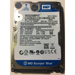 二手良品 WD 威騰 藍標 320G 2.5吋 SATA硬碟 WD3200BPVT-24JJ5T0