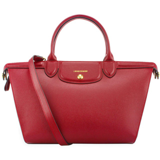 LONGCHAMP Le Pliage Heritage牛皮手提斜背大型兩用包(紅色)480602-2