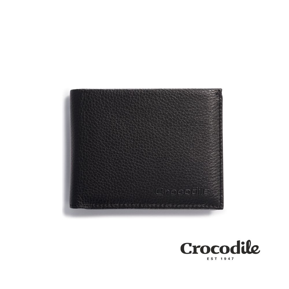 Crocodile 鱷魚皮件 男皮夾 短夾 7卡 雙層鈔票 抽取4窗 Rocky系列 0103-09904-黑藍兩色