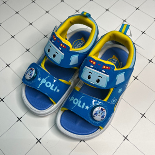 ［出清品］《布布童鞋》POLI救援小英雄波力星光滿點藍色兒童電燈涼鞋(19公分)