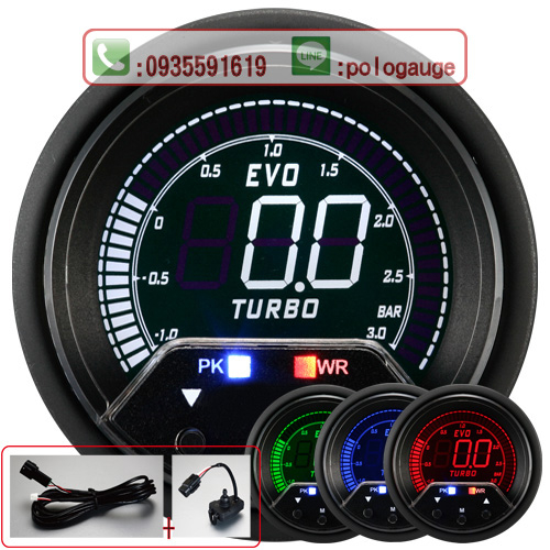 60mm EVO液晶數字顯示三環錶-渦輪錶水溫錶油溫錶油壓錶排溫錶電壓錶轉速錶【PROSPORT/AUTOGAUGE】