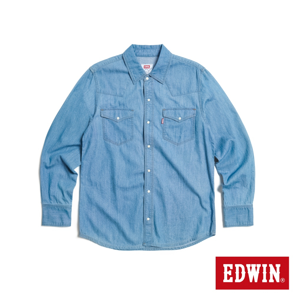 EDWIN 西部式長袖牛仔襯衫(漂淺藍)-男款