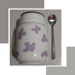 泡咖啡、牛奶、巧克力專用陶瓷馬克杯含蓋、附湯匙