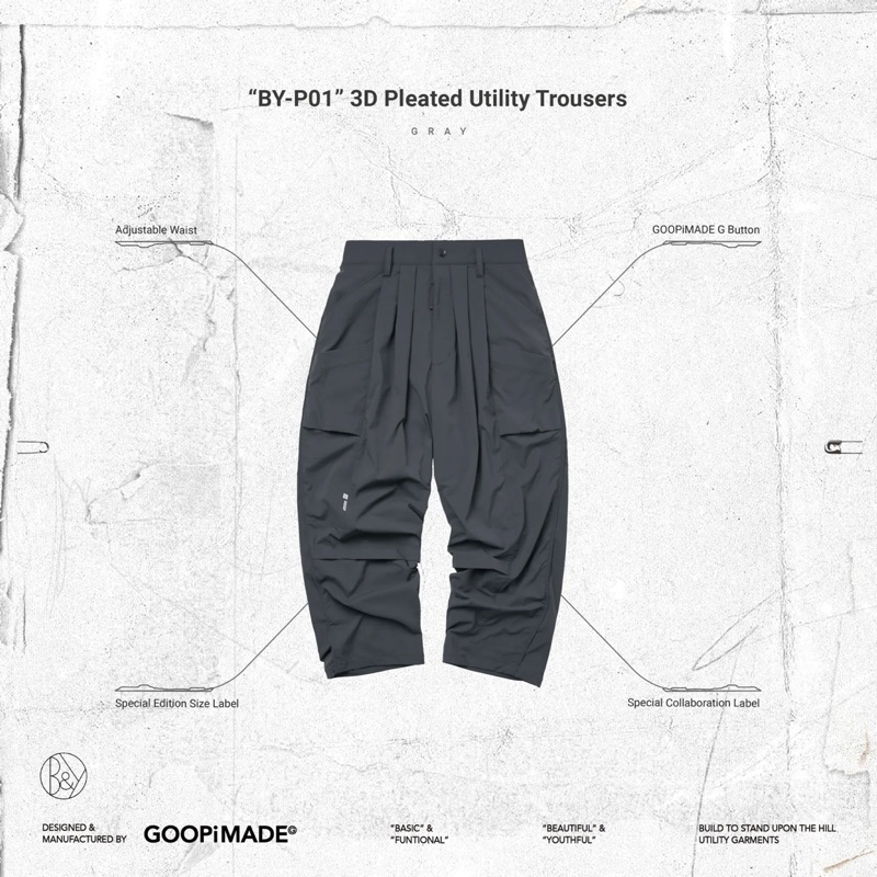 Goopi “BY-P01” 3D Pleated Utility Trousers