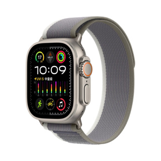 Apple Watch Ultra 2 (GPS + 行動網路) 49mm 鈦金屬錶殼/綠配灰越野錶環 智慧手錶 欣亞