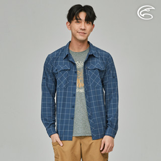 ADISI 男N66四面彈透氣速乾長袖格紋襯衫AL2311066 (M-2XL) 蔚藍格｜防曬 抗UV 排汗 快乾 彈性