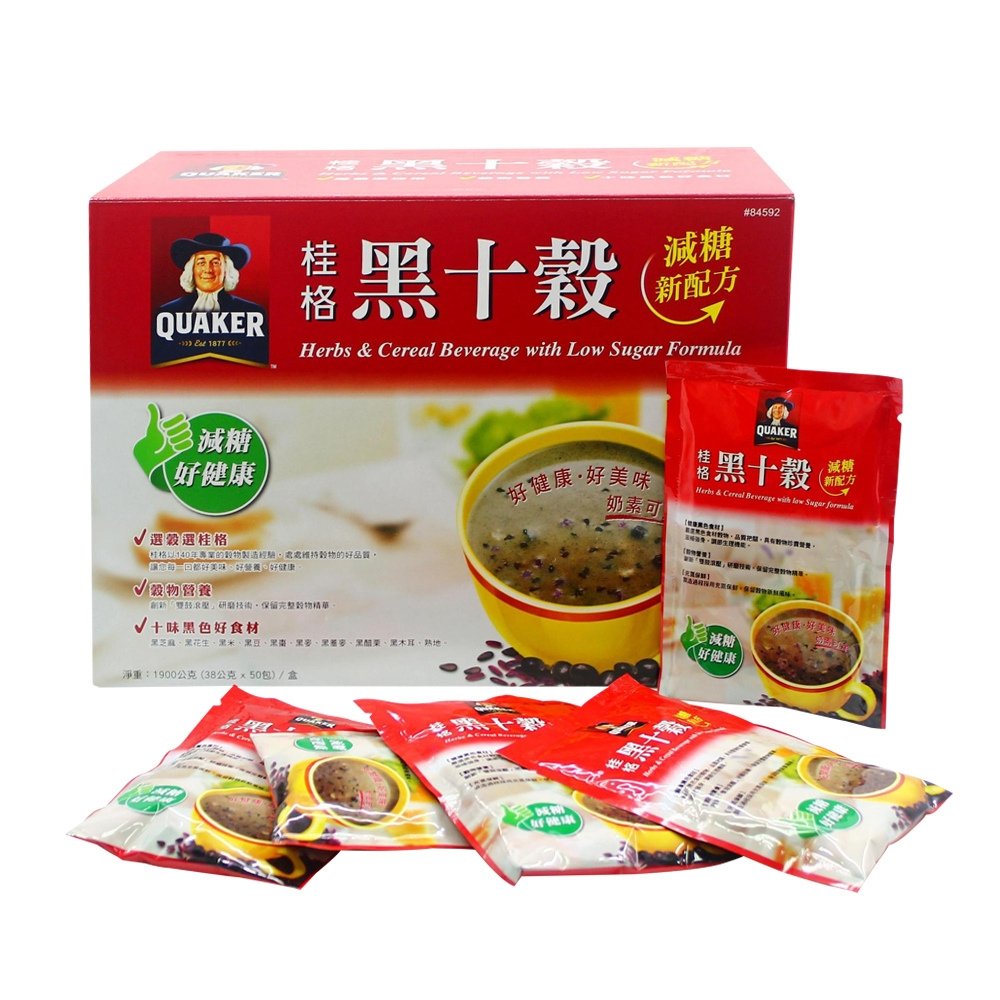 [現貨快速出貨/免運]  桂格黑十穀 減糖 桂格 QUAKER 早餐 麥片 沖泡 低熱量