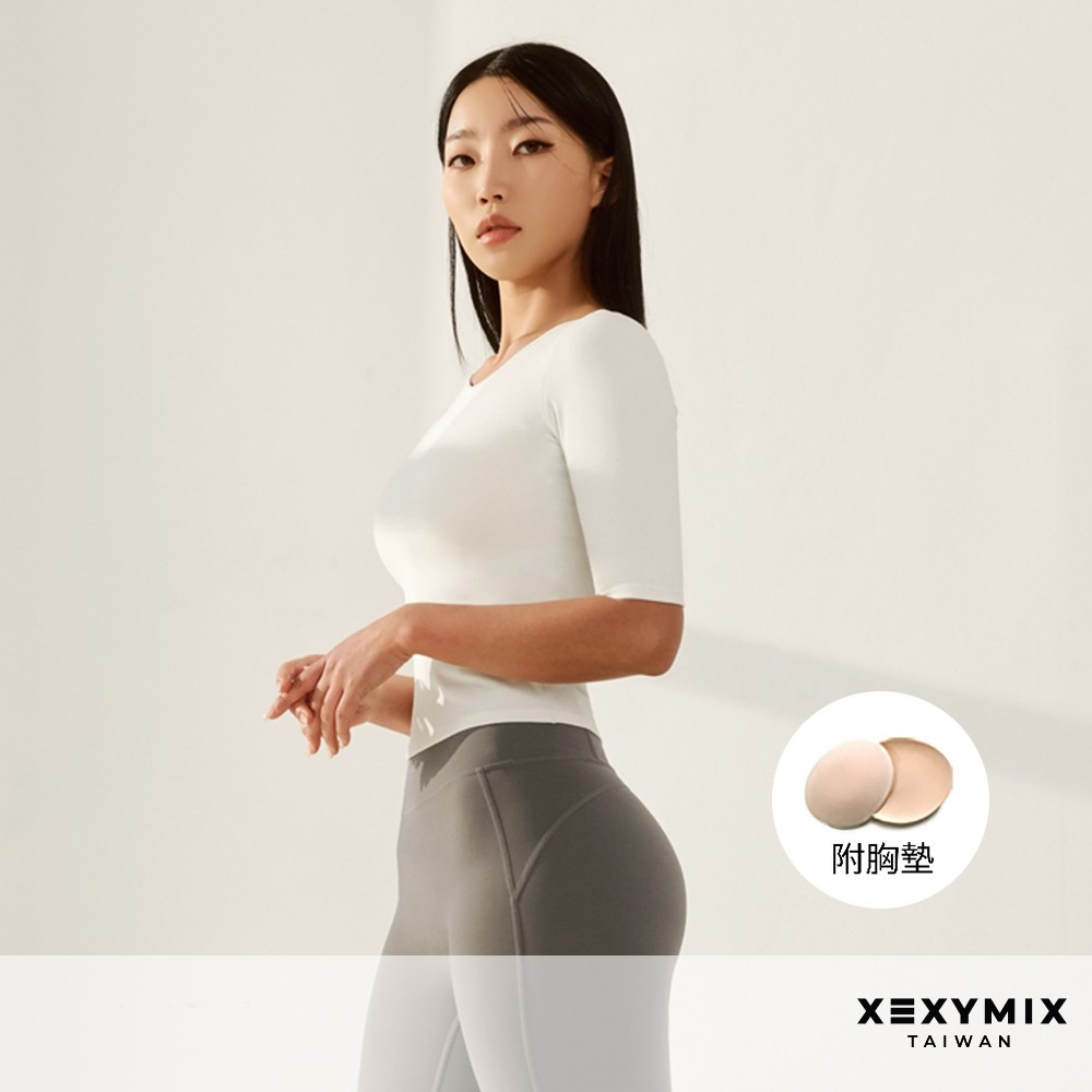 XEXYMIX XT4373H【附胸墊】簡約柔彈五分袖上衣 XT4373 4373