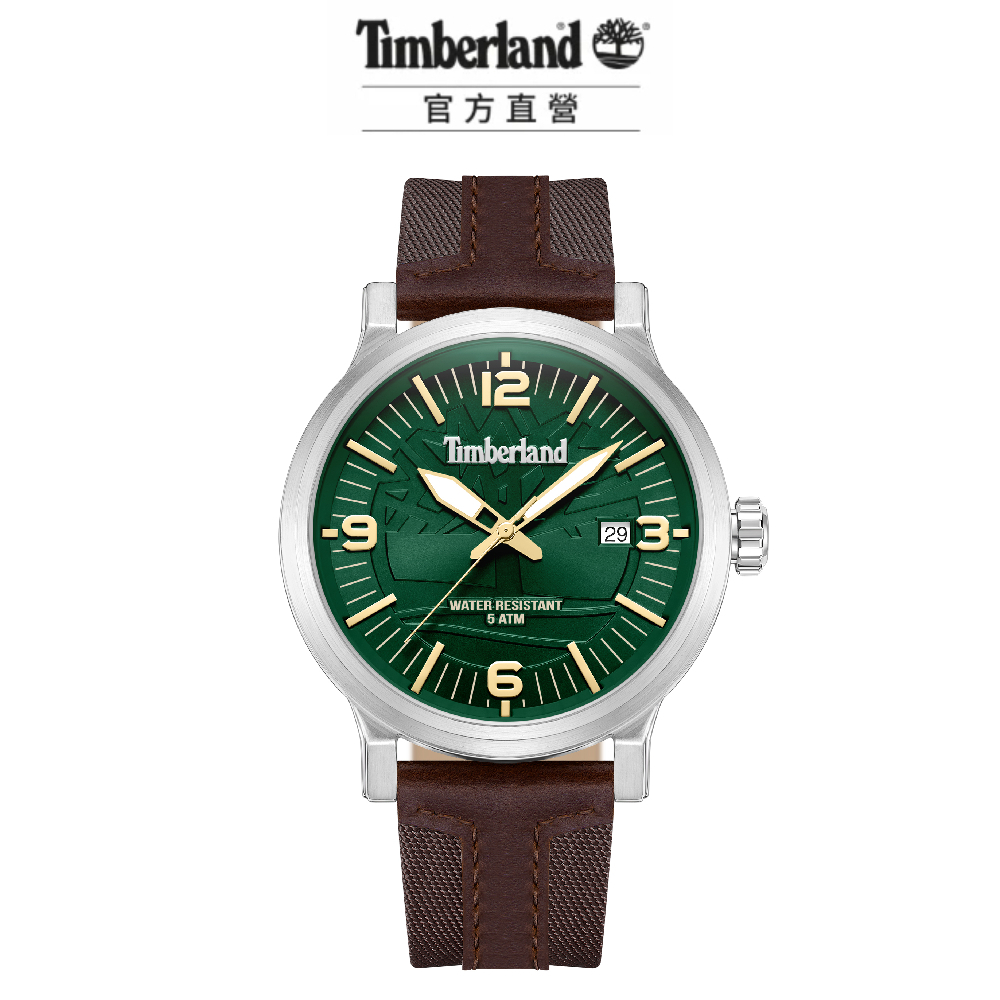 Timberland男錶 WESTERLEY系列腕錶 ReBOTL拼接皮帶-白/綠色46mm(TDWGN0029102)