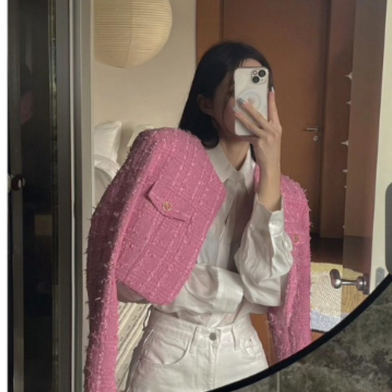 韓國連線✈️自留款貴氣小香風上衣外套 芭比粉