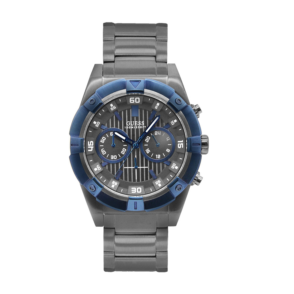 GUESS | 多功能三眼造型男錶 - 藍x黑 W0377G5