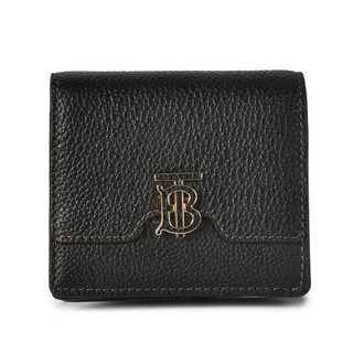 BURBERRY TB標誌粒紋牛皮迷你零錢短夾(黑色)｜GoBrand購名牌