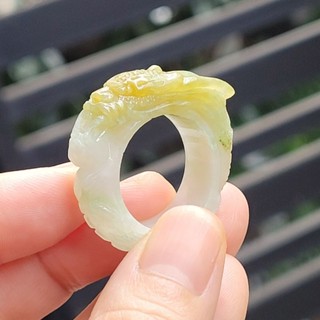 嗨，寶貝銀飾珠寶* 緬甸玉A貨 翡翠飾品☆保證A貨 冰糯種黃翡 蜜糖黃翡翠 龍雕件玉戒 戒指☆玉石 翡翠10-6