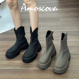 (新品)【Amoscova】 新款厚底馬汀靴 馬丁靴 韓版 v口短靴(1700)