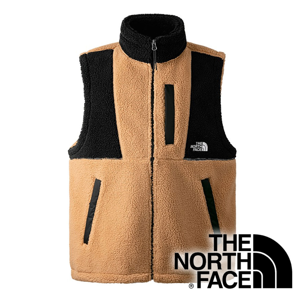 【THE NORTH FACE 美國】男刷毛保暖背心『淺卡其/黑』NF0A81SD