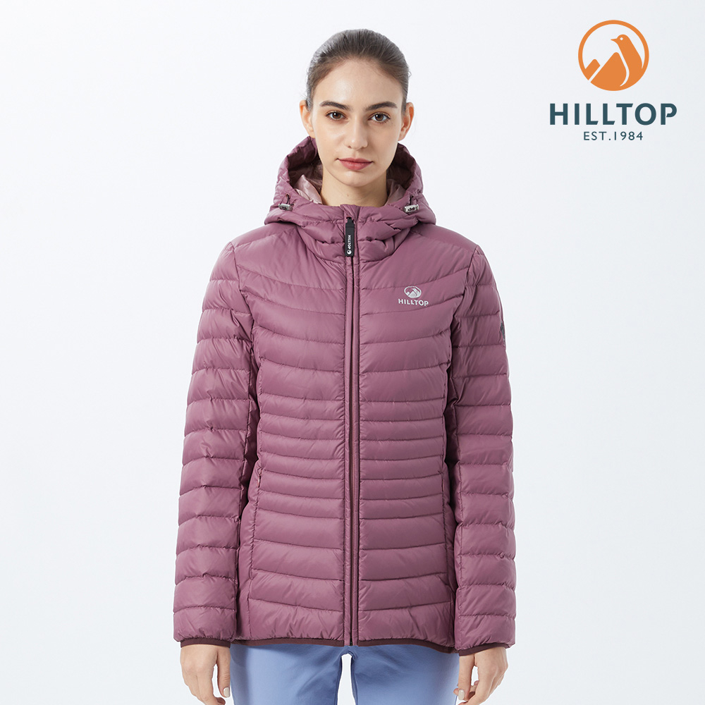 【HILLTOP山頂鳥】 女款輕量連帽超潑水保暖蓄熱外套 粉紅｜PF22XF11ECH1