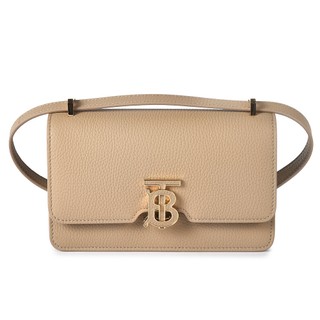 BURBERRY TB Frances粒紋牛皮迷你肩背包 斜背包(卡其)｜GoBrand購名牌