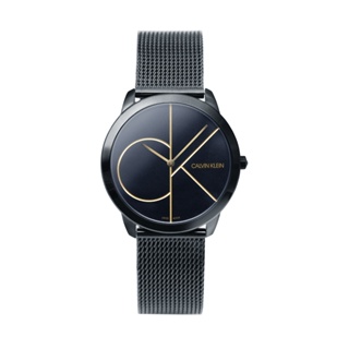 CK手錶 minimal系列 - 黑面大LOGO米蘭錶帶 K3M224X1