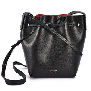 Mansur Gavriel Saffiano防刮皮革Mini Mini斜揹包 水桶包(黑紅色)690001