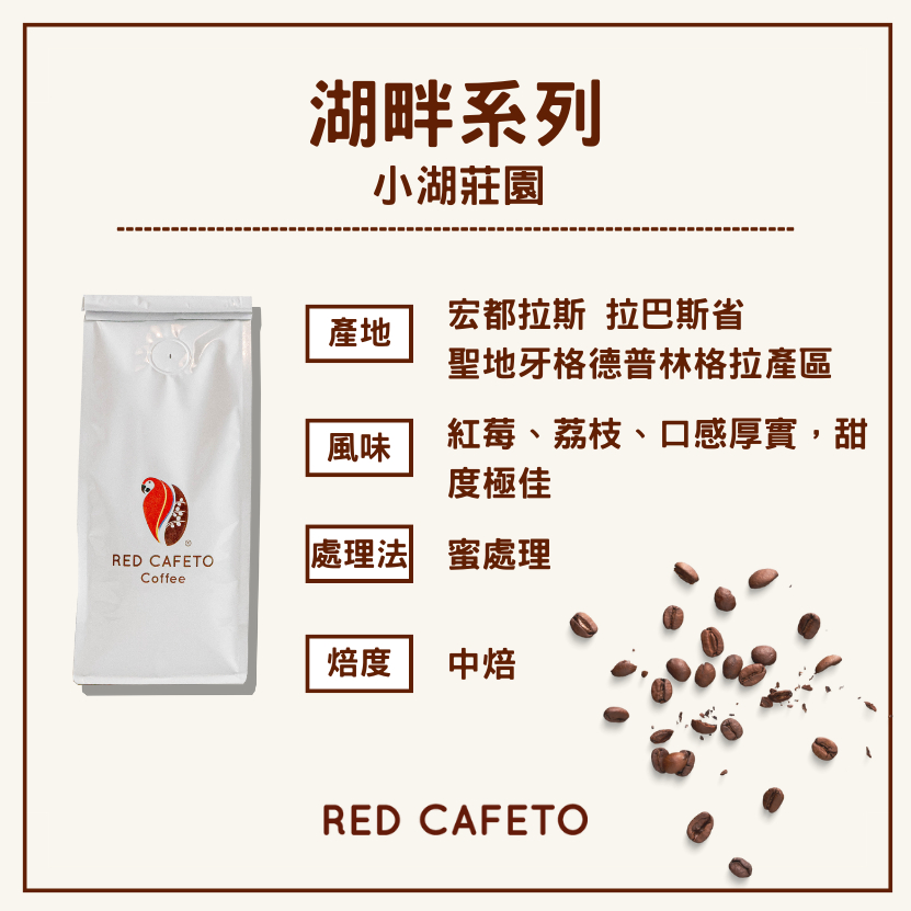 【宏豆咖啡】宏都拉斯 小湖莊園 卡帝摩 / 蜜處理 / 中焙 / 半磅 咖啡豆