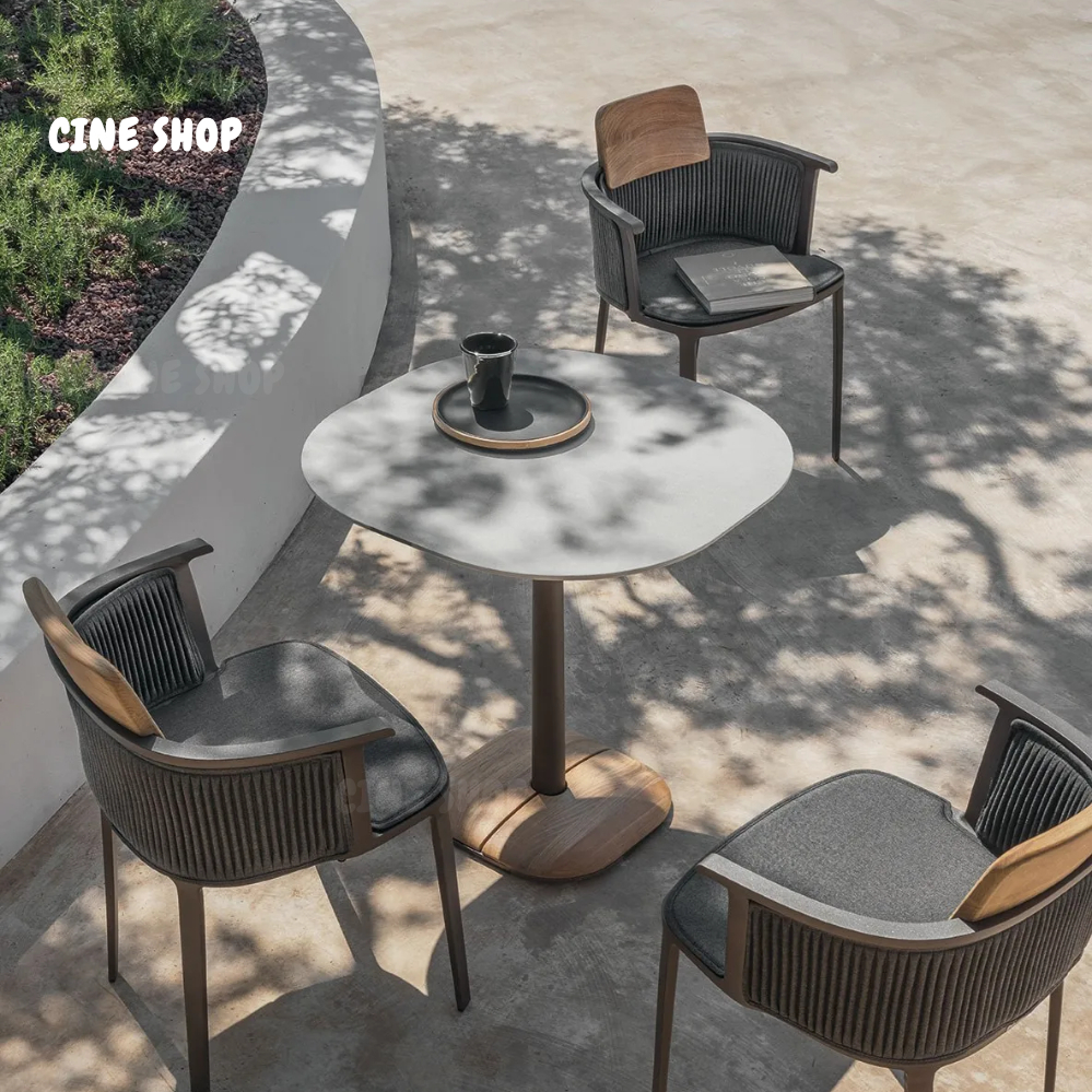 『CINE』北歐ins戶外椅子 可堆疊鋁製花園椅 三件套組合 露台戶外椅 庭院休閒椅 陽台椅子
