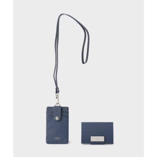 全新日本專櫃正品 TAKEO KIKUCHI 黑色/海軍藍合成防刮皮證件/通行證/悠遊卡吊牌+名片夾禮盒組