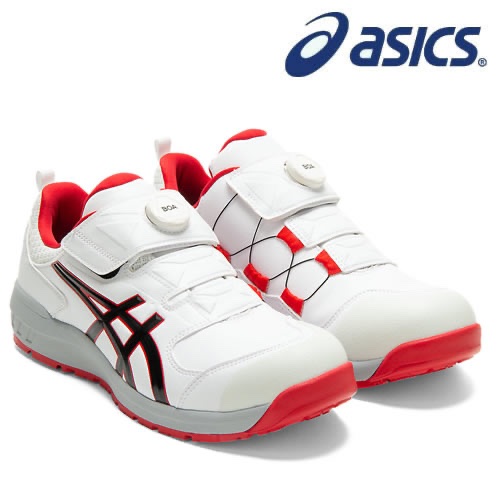 日本亞瑟士asics塑鋼安全鞋 BOA快速旋鈕 CP307 輕量塑鋼 白紅色 工作鞋 寬楦舒適 防滑耐油 做工的人