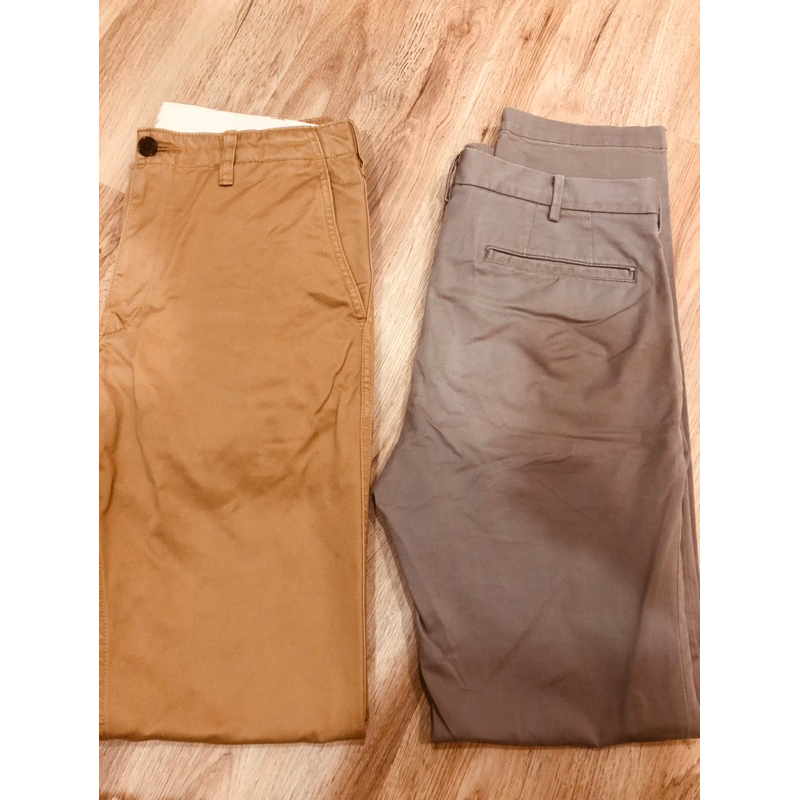 Uniqlo slim fit 無摺 卡其褲 Uniqlo復古Regular FIt卡其褲