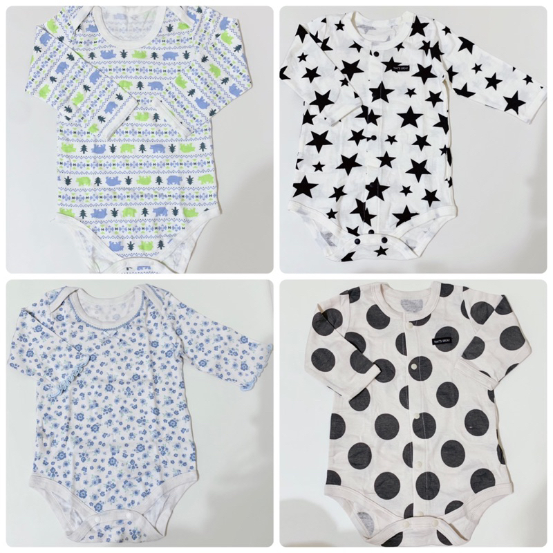 日本🇯🇵 西松屋 嬰兒 寶寶 童裝 新生兒 開衫 開襟 長袖包屁衣 信封領 開扣 連身衣 連體衣