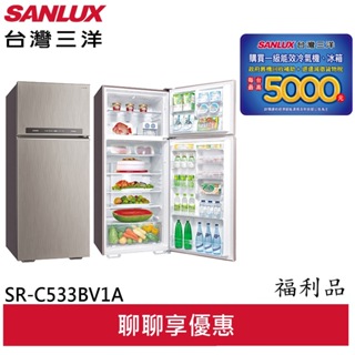 SANLUX 福利品【台灣三洋】533L 采晶鏡面 變頻二門電冰箱 SR-C533BV1A(A)