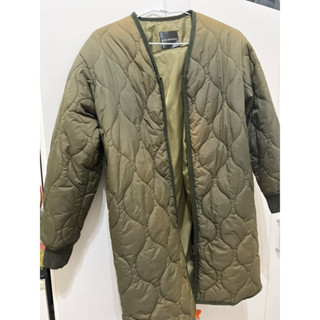 韓系長版格紋羽絨外套 🧥