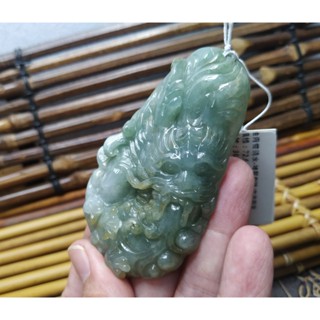 【禾賢行】天然翡翠.緬甸玉.油青帶晴水-神龍獻瑞/生意興隆.手工精雕墬子.項鍊.玉珮.H22111701426