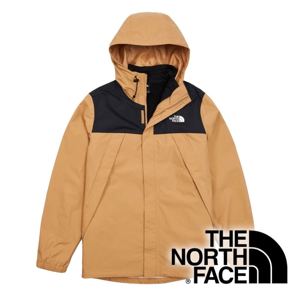【THE NORTH FACE 美國】男DRYVENT防水兩件式保暖連帽外套『淺卡其/黑』NF0A7W7T
