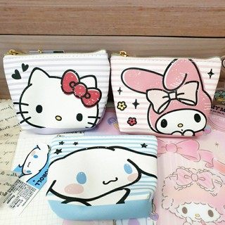 正版現貨🪙Hello kitty 零錢包 大耳狗 美樂蒂 雙面拉鏈零錢包 斜紋皮革零錢包 票卡收納包 拉鏈包 小零錢包
