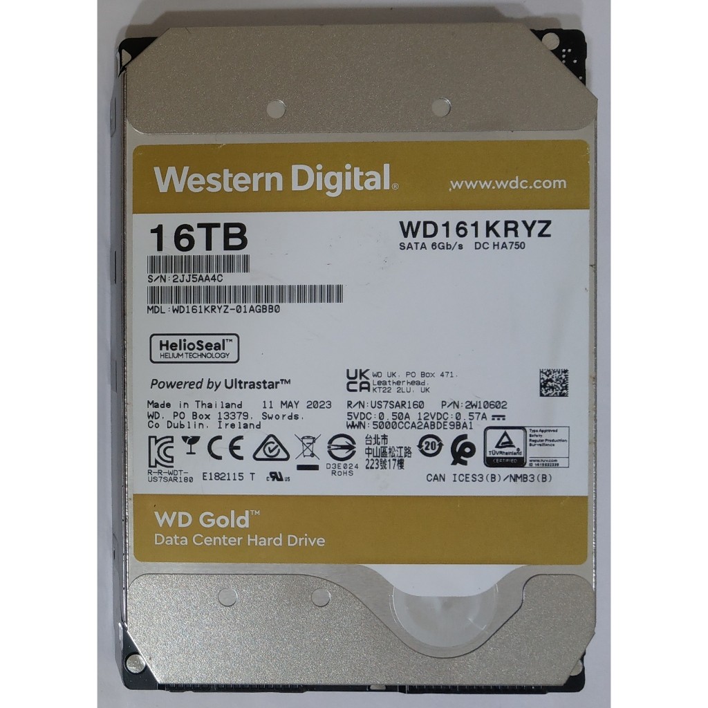 (原廠保固中) 威騰 WD 16T 金標 SATA3 3.5" 硬碟