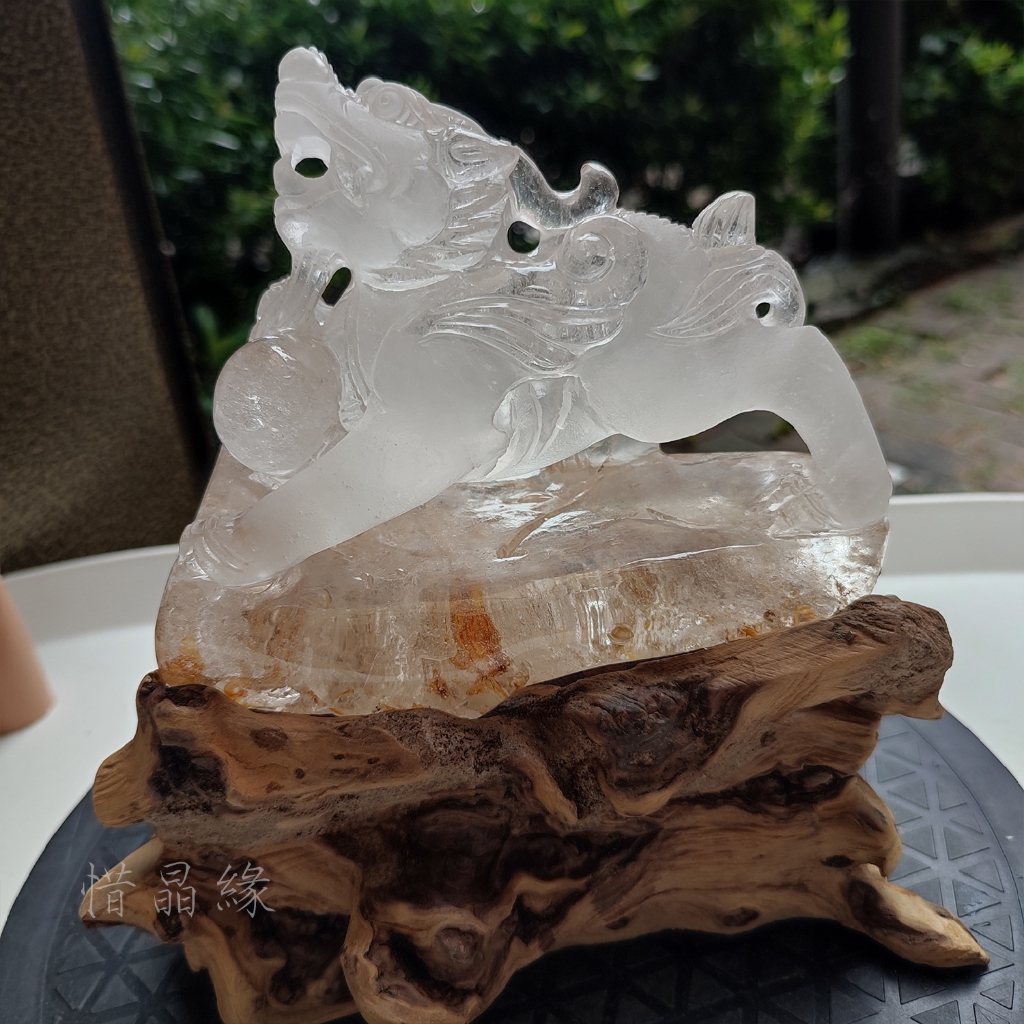 《惜晶緣》天然 白水晶 貔貅 雕刻 收藏級 精品 水晶 擺件 藝術品 5號