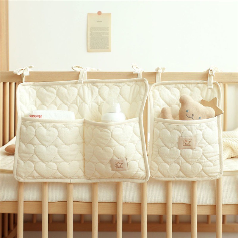 韓國寶寶嬰兒床床圍方便收納雙格袋
