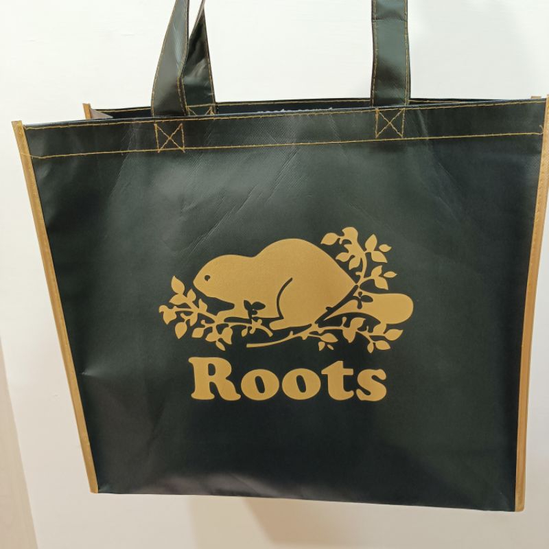 【全新買就送小禮】Roots 限量版 50週年 璀璨金環保購物袋 側肩袋 環保袋 收納袋 大容量購物袋 便宜賣