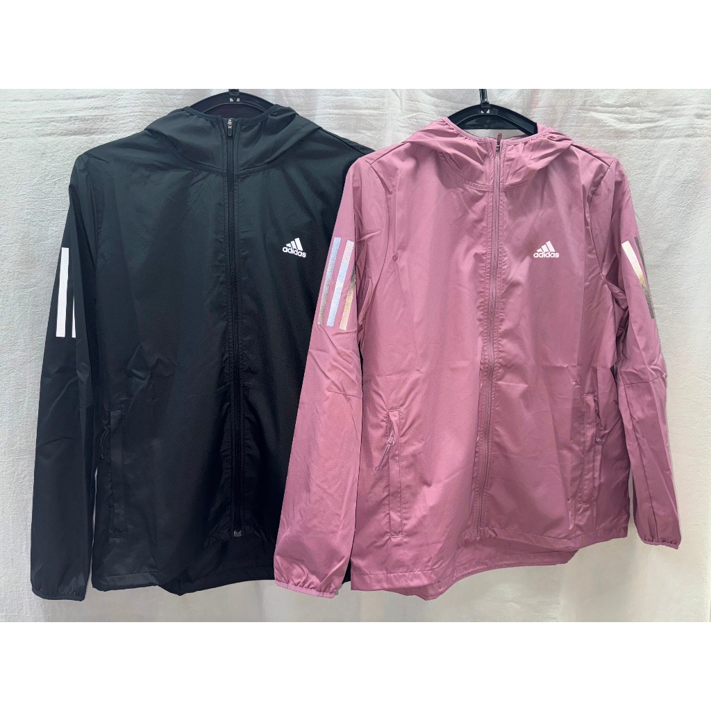 有間店🔹ADIDAS 連帽外套 女 透氣 防風 薄款 慢跑外套 H59271黑 IL4124玫瑰粉