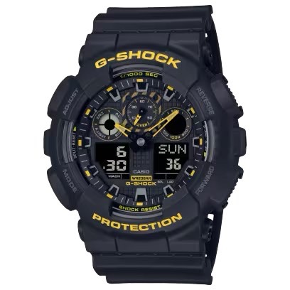 【柏儷鐘錶】CASIO G-Shock  雙顯多功能顯示  黑黃 軍工風   GA-100CY-1A