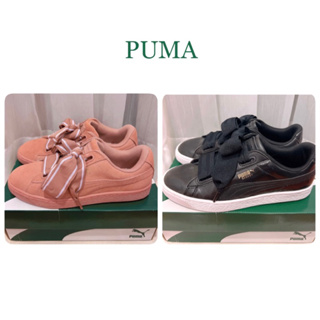 PUMA麂皮緞帶鞋/乾燥玫瑰色 亮皮緞帶鞋/黑色（二手，UK6/25cm）休閒鞋/籃球鞋/運動鞋/蝴蝶結