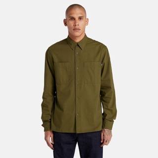 Timberland 男款深橄欖色長袖棉質襯衫(A2AV8302)