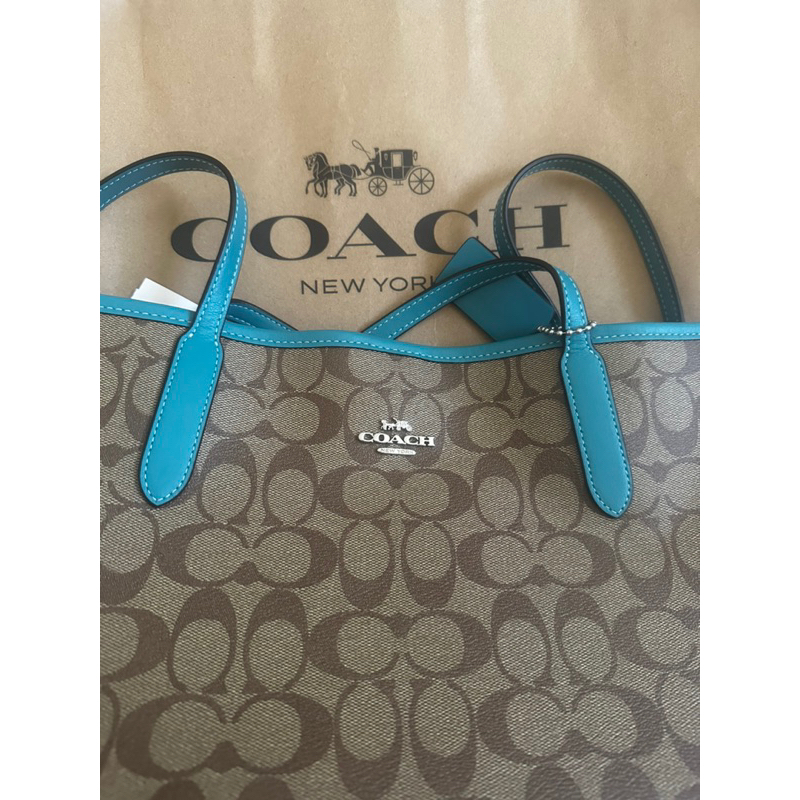 限量COACH CITY TOTE 優雅藍 托特包 正品 優惠 包包 配件 美國代購 大容量 誠可議價