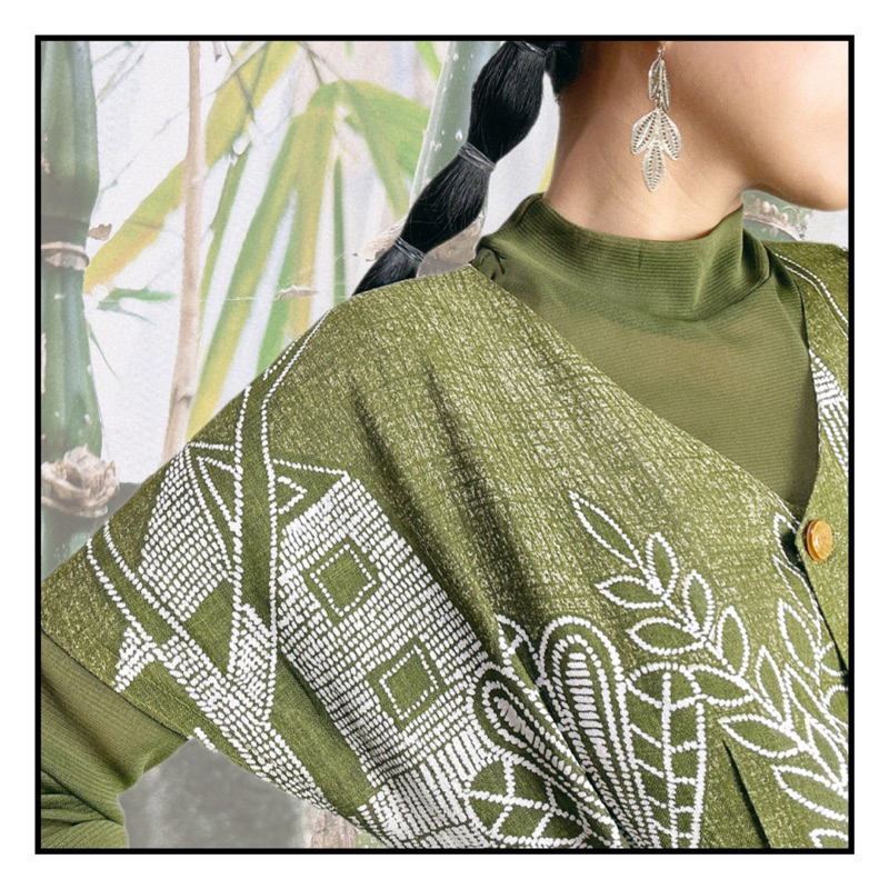 日本衣料 雀鳥與植物織紋 優雅腰部造型 麻紗質感 短袖洋裝 古著洋裝 復古洋裝 Vintage