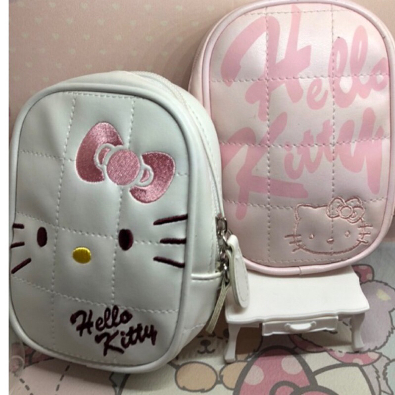 日本帶回來的Hello Kitty合成皮質化妝包或煙盒白色粉紅色兩款（粉紅已售）