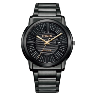 (聊聊享更優惠) CITIZEN 星辰 PAIR系列 黑色系 金色指針 光動能腕錶 不鏽鋼錶帶AW1217-83E