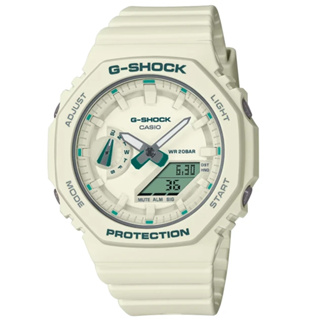 CASIO卡西歐 G-SHOCK WOMEN 小農家橡樹 八角形雙顯錶-米白 摩登綠GMA-S2100GA-7A