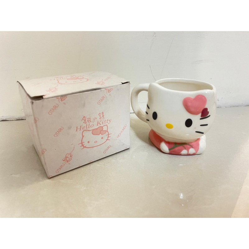 日本北海道小樽銀之鐘咖啡杯 立體凱蒂貓咖啡杯 Hello kitty 咖啡杯 銀鐘咖啡杯 茶杯 馬克杯 日本限定