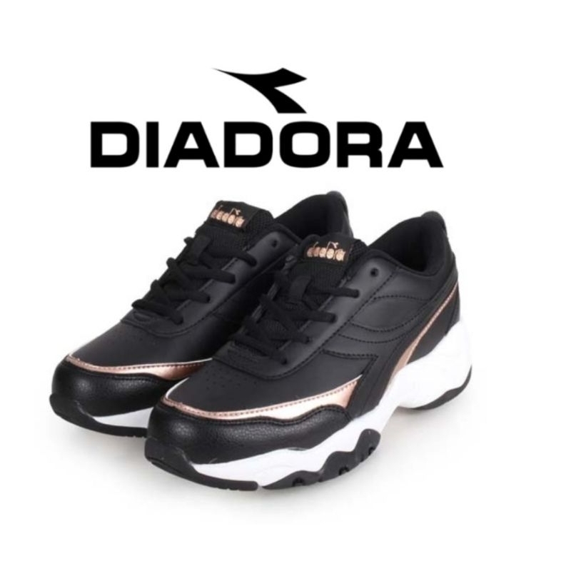 DIADORA 女鞋 輕量透氣 減壓彈力鞋墊 康特杯設計 耐磨運動慢跑鞋 老爹鞋-避震 DA 1722 黑玫瑰金