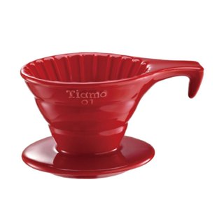 【Tiamo】V01長柄陶瓷咖啡濾器組 附濾紙量匙/HG5533R(紅)| Tiamo品牌旗艦館